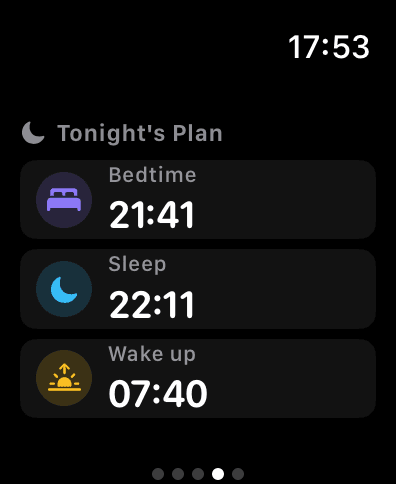 Tonight's plan on Apple Watch